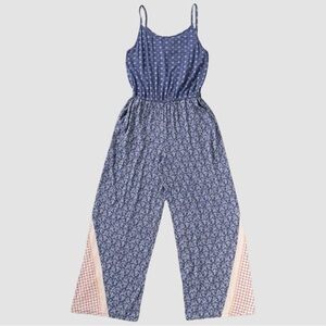 Matilda Jane Let’s Get Together Open Road Romper Wide Leg Jumpsuit in Blue | XS